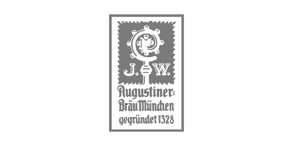Augustiner Biergarten & Eventlocation Logo in grauer Schrift auf hellem Hintergrund