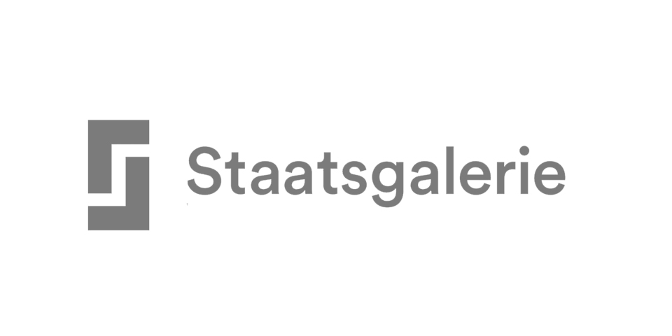 Staatsgalerie Logo in grauer Schrift auf hellem Hintergrund